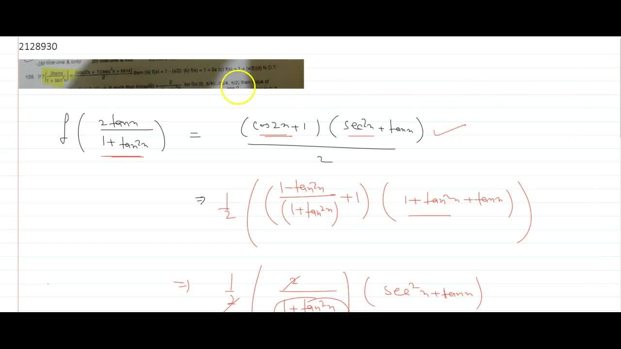 If F 2tanx 1 Tan 2x Cos2x 1 Sec 2x Tanx 2 Then F X