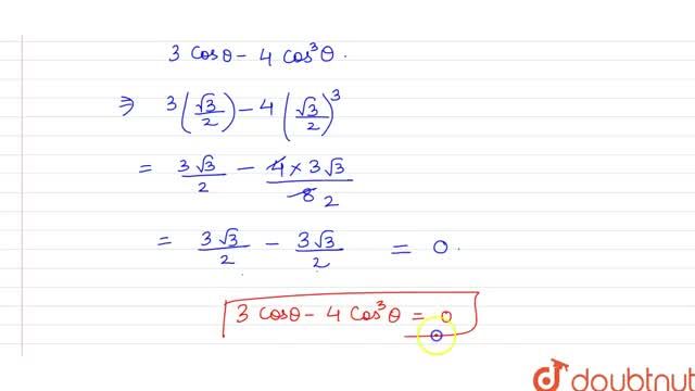 If Sin Theta 1 2 And Theta Is Acute Then 3 Cos Theta 4 Cos 3 Theta Is Equal To