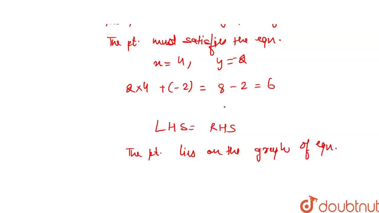 Determine Whether The Point 4 2 Lies On The Graph Of The Equation 2x Y 6 Or Not