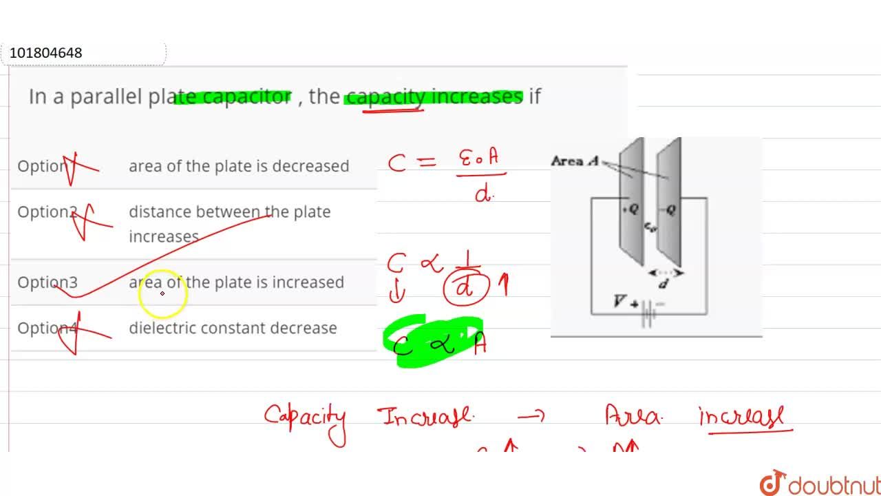 The capacitance between two plates decreases with