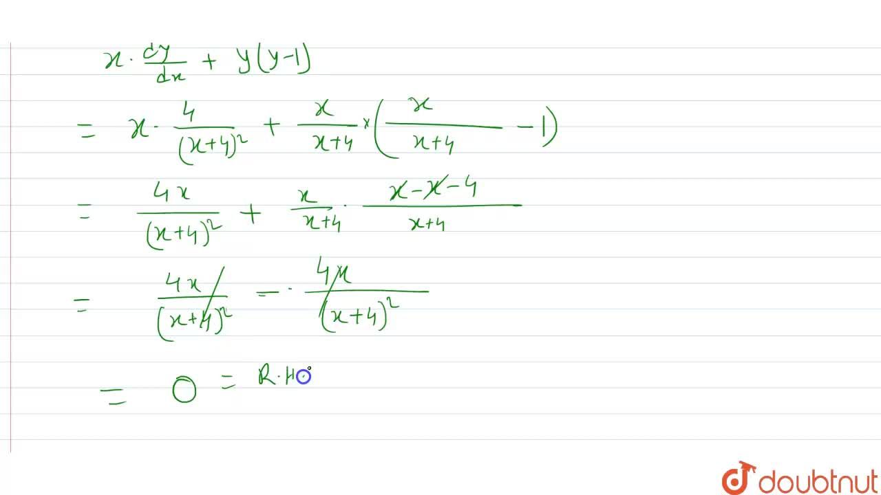 If Y X X 4 Prove That X Dy Dx Y Y 1 0