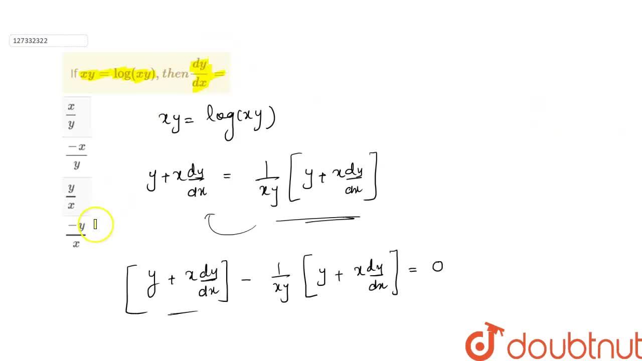 If Xy Log Xy Then Dy Dx