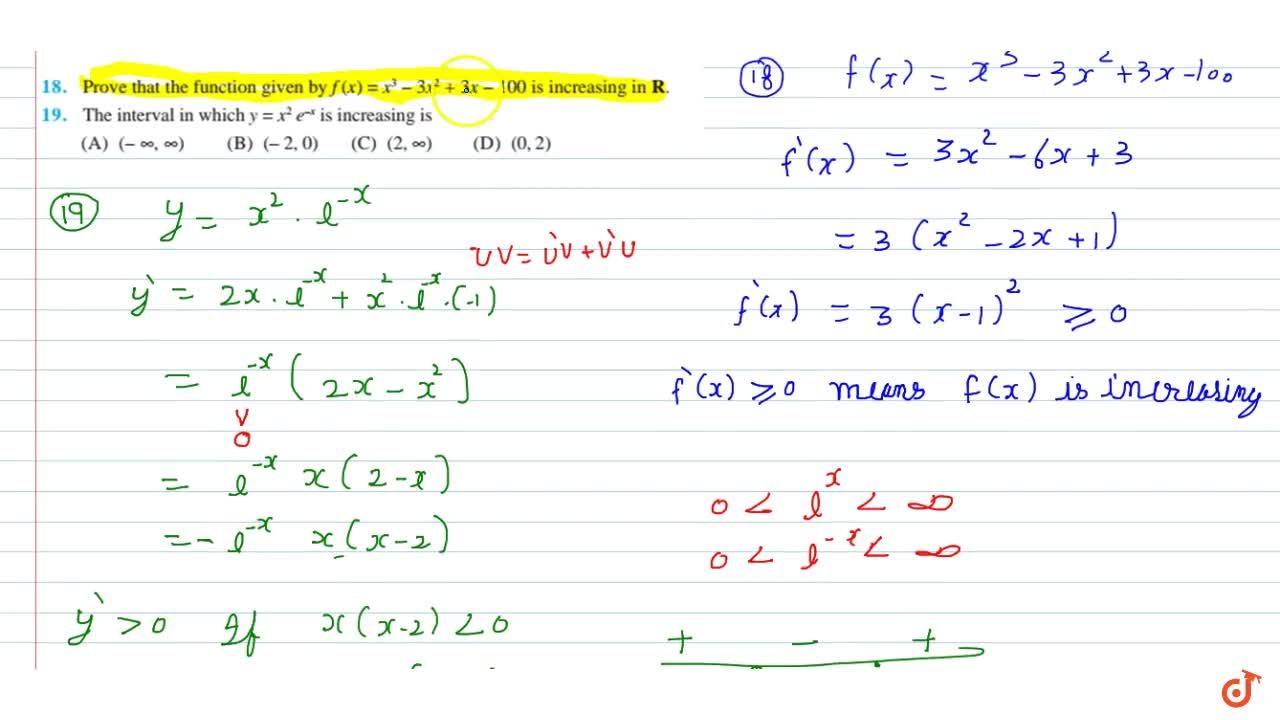 The Interval In Which Y X 2e X Is Increasing Is A Oo Oo B 2 0 C 2 Oo D 0 2 The Interval In Which Y X 2e X Is Increasing Is A Oo Oo B 2 0 C 2 Oo D 0 2
