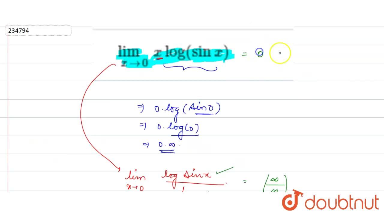 Lim X 0 Xlog Sinx