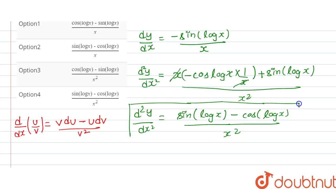 If Y Cos Log X Then D 2 Y Dx 2