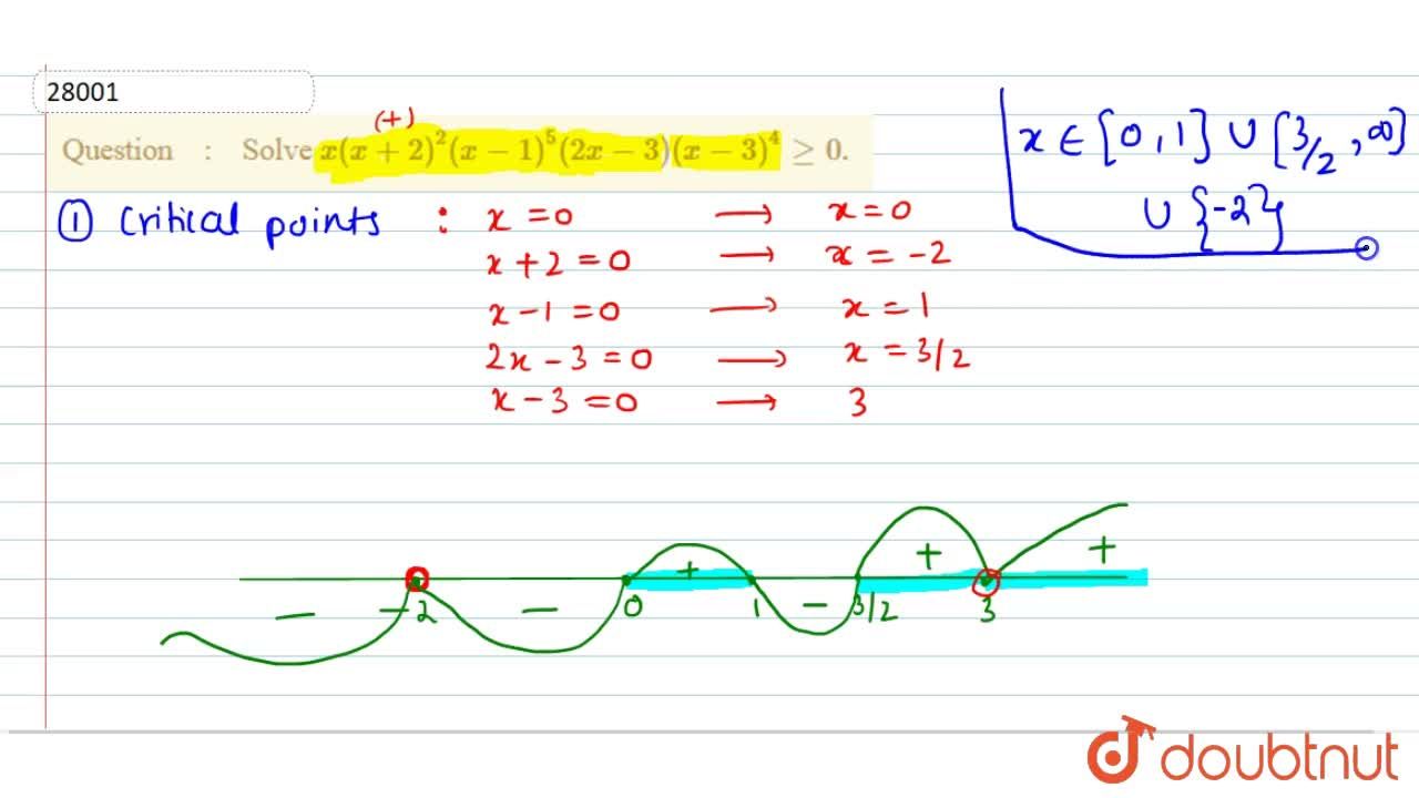 Solve X X 2 2 X 1 5 2x 3 X 3 4geq0