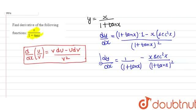 Find Derivative Of The Following Functions X 1 Tanx