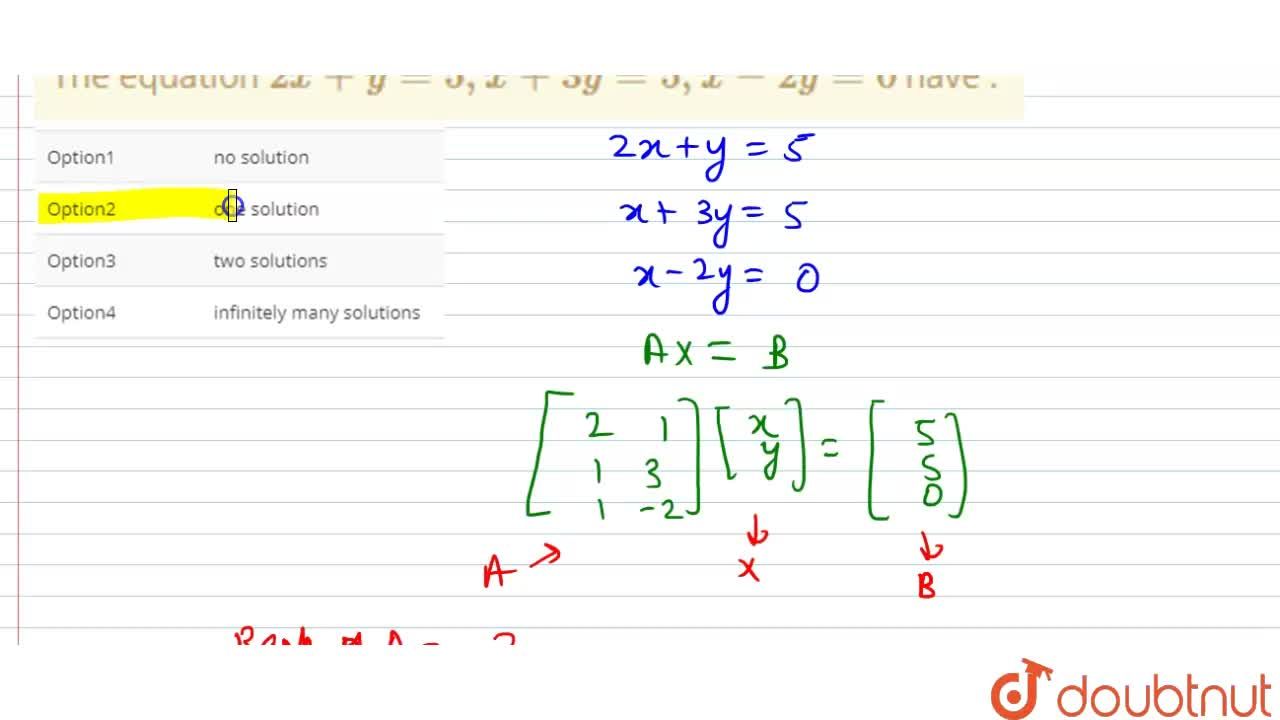 The Equation 2x Y 5 X 3y 5 X 2y 0 Have