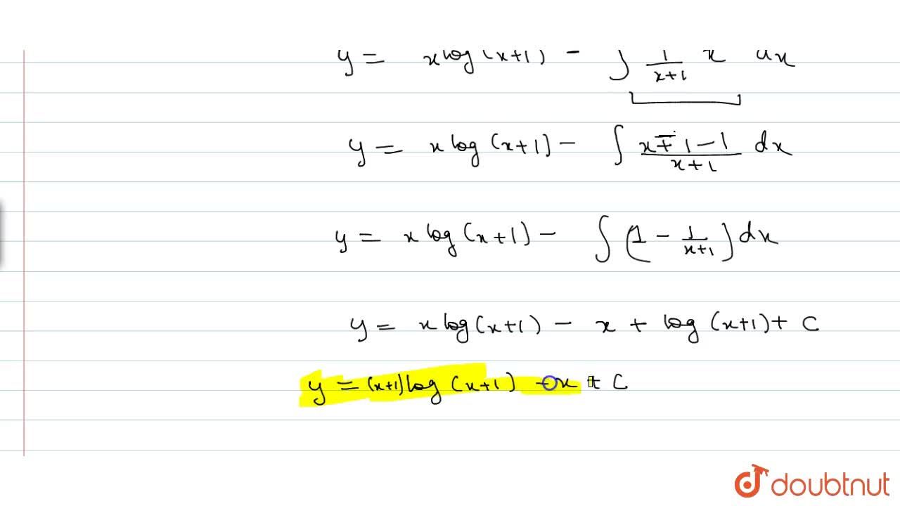Solve The Differential Equation Dy Dx Log X 1