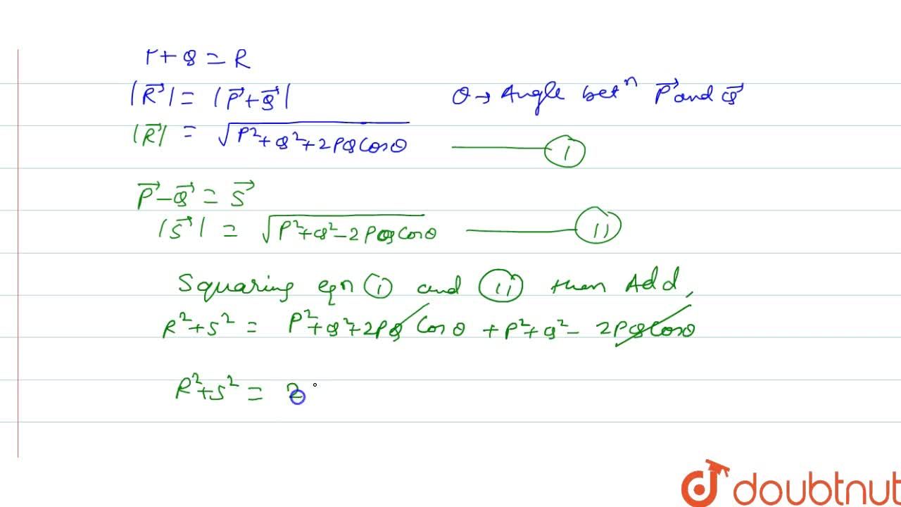 If P Q R And P Q S Prove That R 2 S 2 2 P 2 Q 2