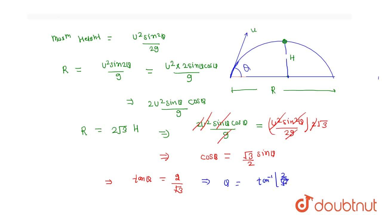 The horizontal range of a projectile is 2 sqrt(3) times its maximum he