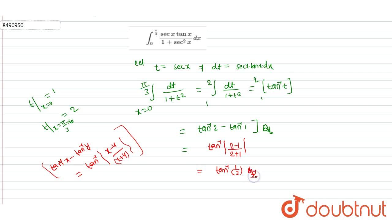Int0 Pi 3 Secxtanx 1 Sec 2x Dx