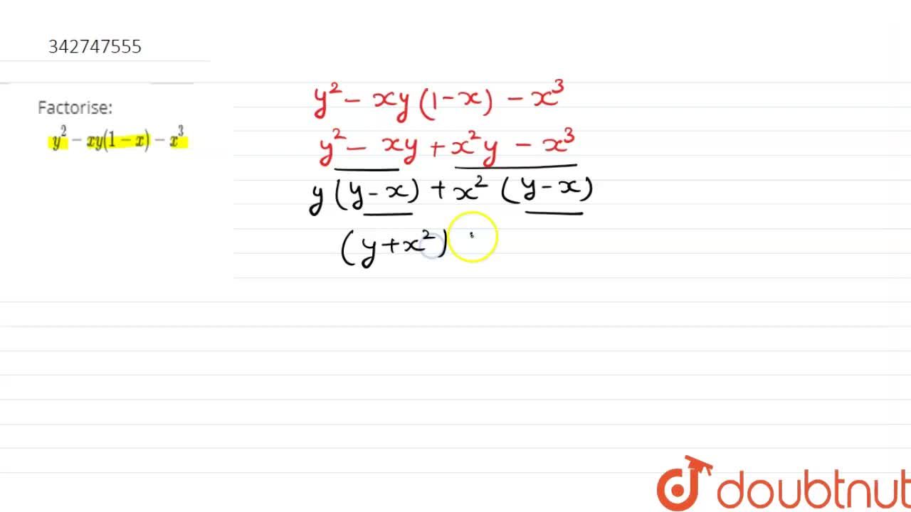 Factorise Y 2 Xy 1 X X 3