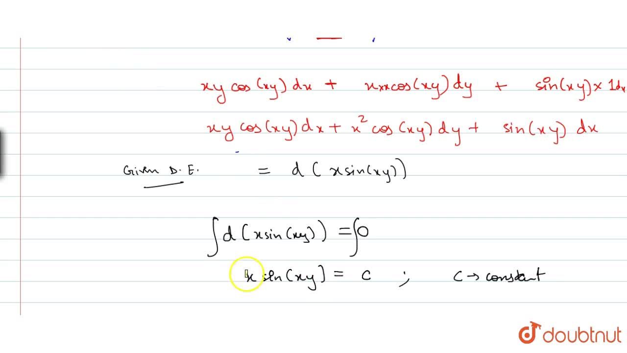 Solve Xy Cos Xy Sin Xy Dx X 2cos Xy Dy 0