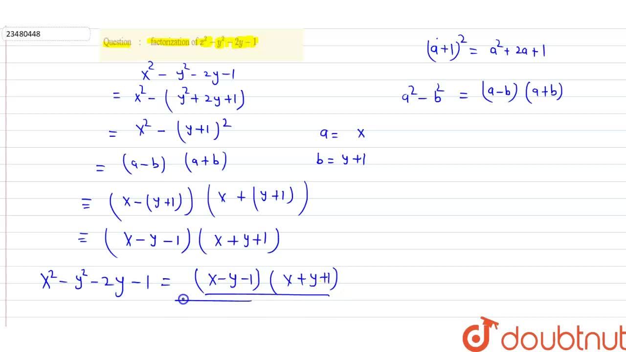 Factorization Of X 2 Y 2 2y 1