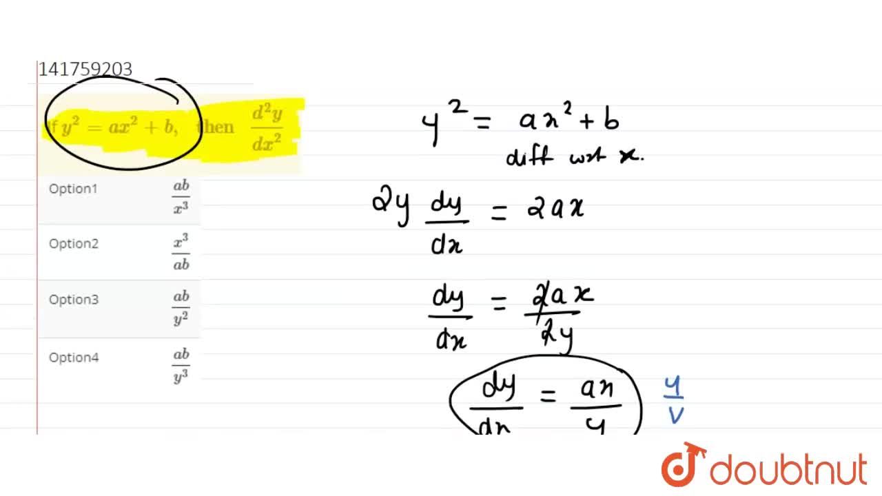 If Y 2 Ax 2 B Then D 2 Y Dx 2