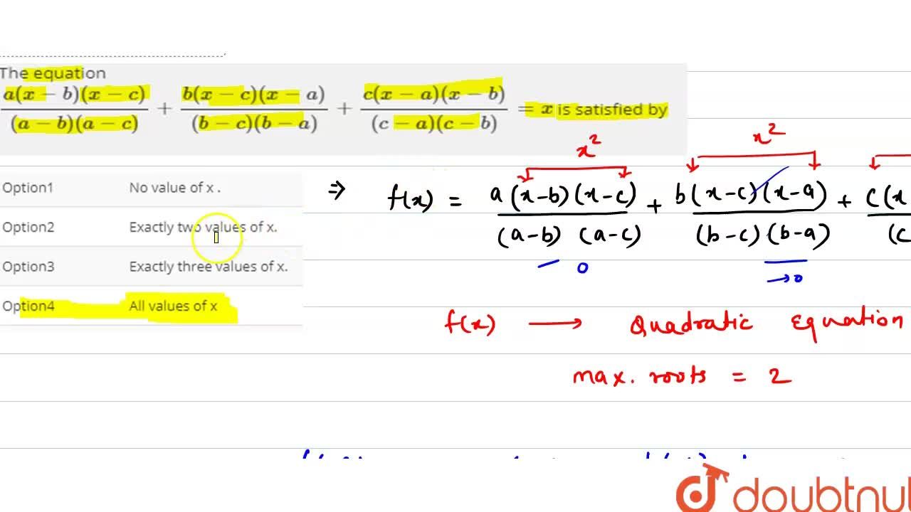 The Equation A X B X C A B A C B X C X A B C B A C X A X B C A C B X Is Satisfied By