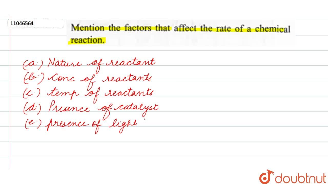 factors that affect the reaction rate