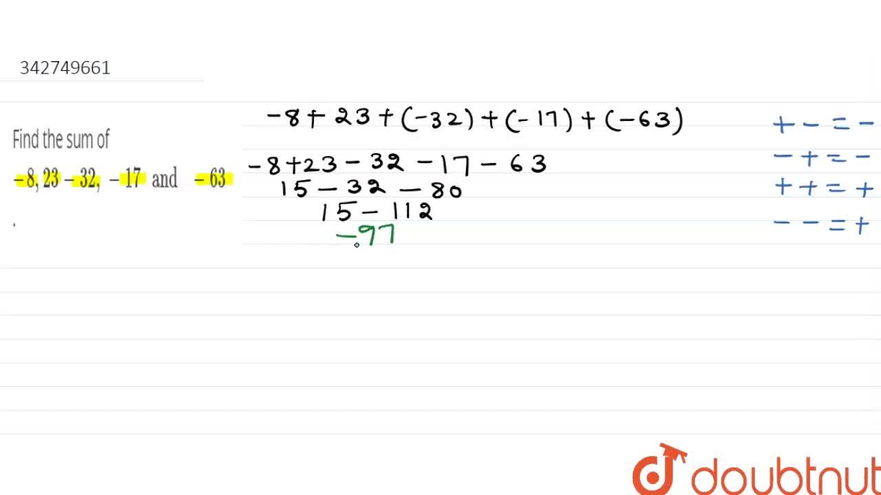 Find The Sum Of 8 23 32 17 And 63