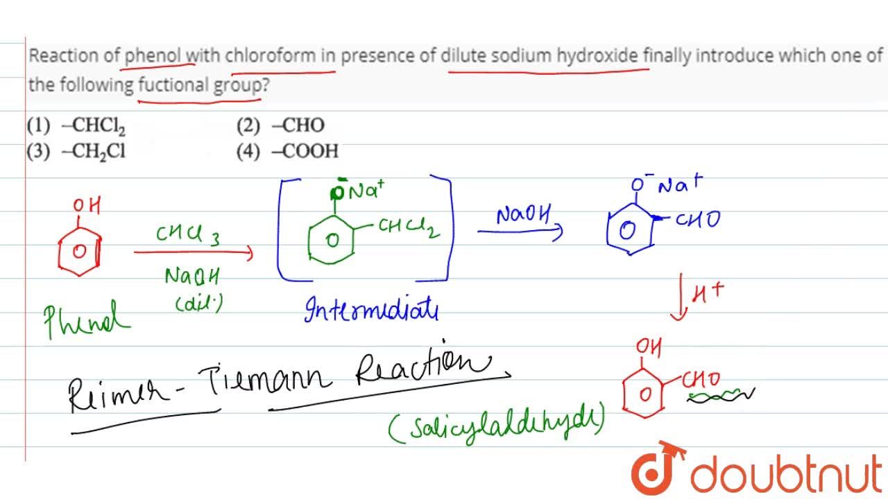 Reaction Of Phenol With Chloroform In Presence Of Base Gives