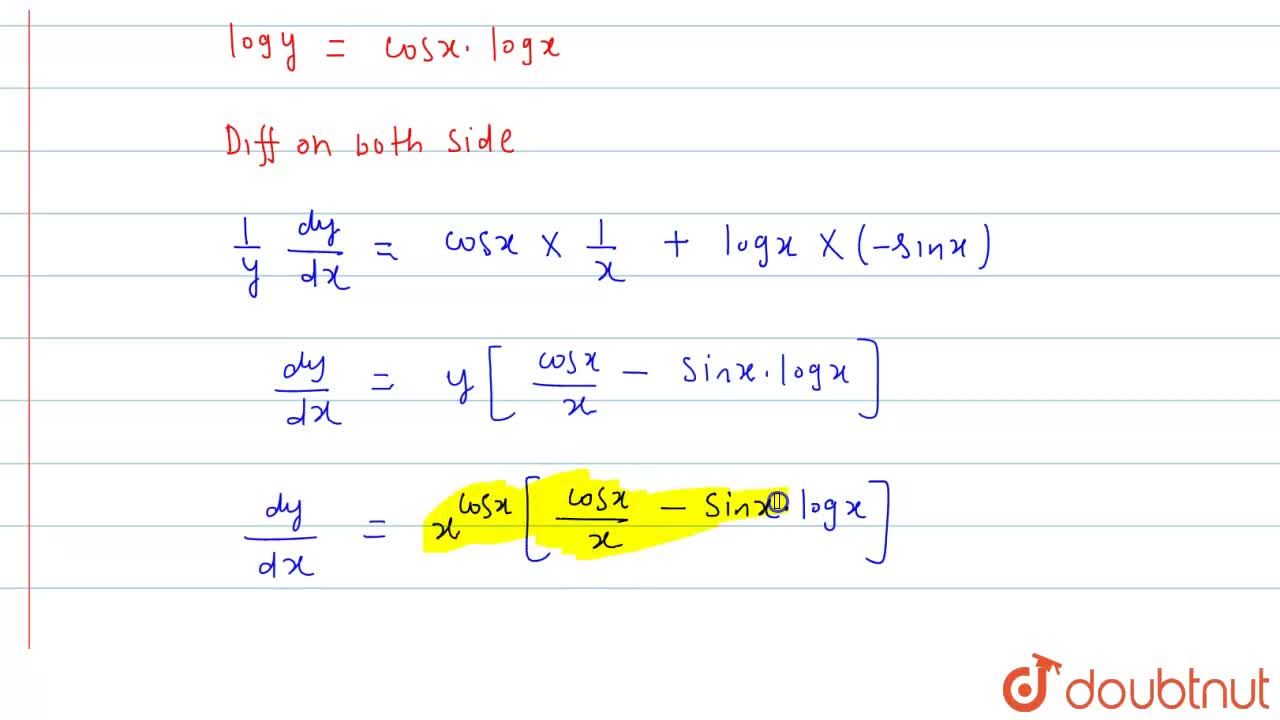 Find The Derivative Y X Cos X