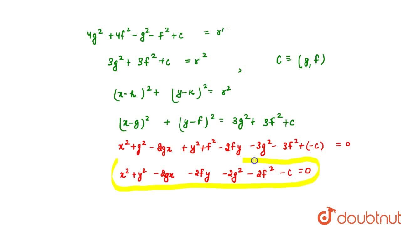 Equation Of A Circle That Cuts The Circle X 2 Y 2 2gx 2fy C 0 Lines X G And Y F Orthogonally Is A X 2 Y 2 2gx Equation Of A Circle That Cuts The Circle X 2 Y 2 2gx 2fy C 0 Lines X G And Y F Orthogonally Is A X 2 Y 2 2gx