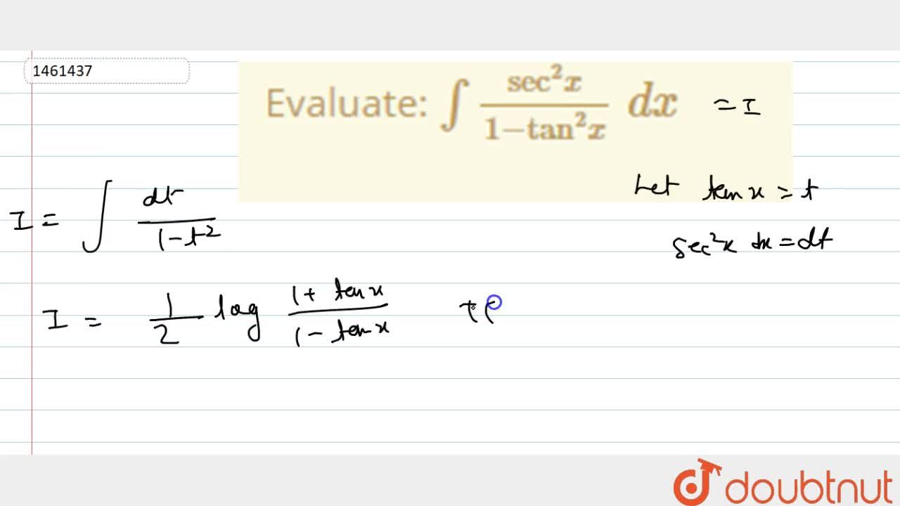 Evaluate Int Sec 2x 1 Tan 2x Dx