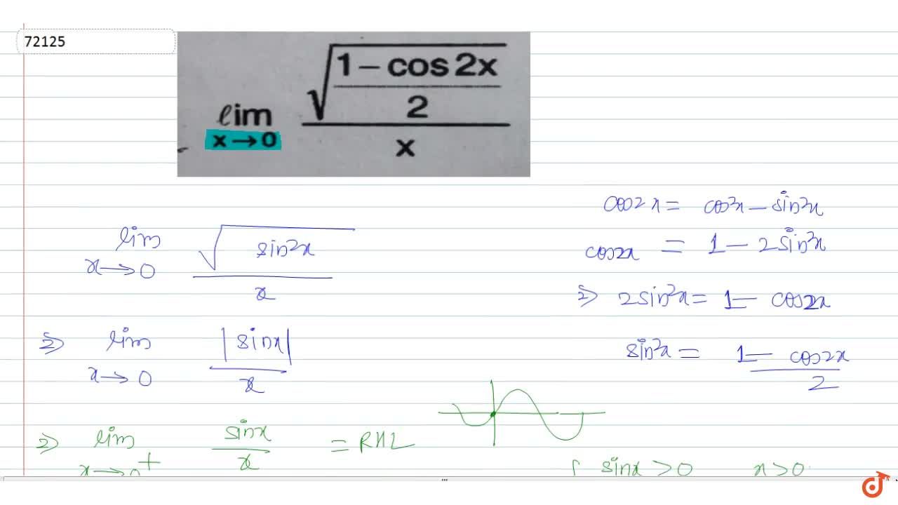 Lim X 0 Sqrt 1 Cos2x 2 X