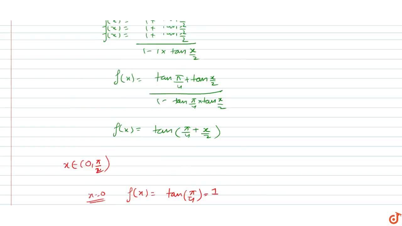 Range Of F X Secx Tanx 1 Tanx Secx 1 X In 0 Pi 2