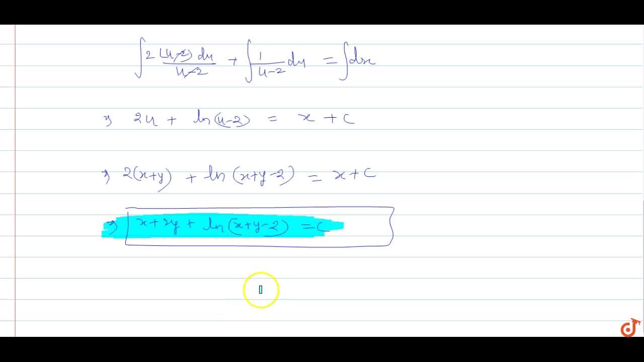 Solve X Y 1 Dx 2x 2y 3 Dy 0