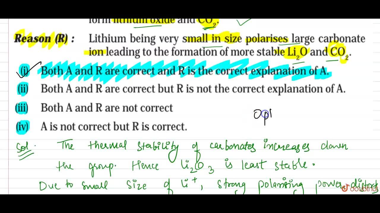 Lithium Carbonate Is Less Stable Than Sodium Carbonate
