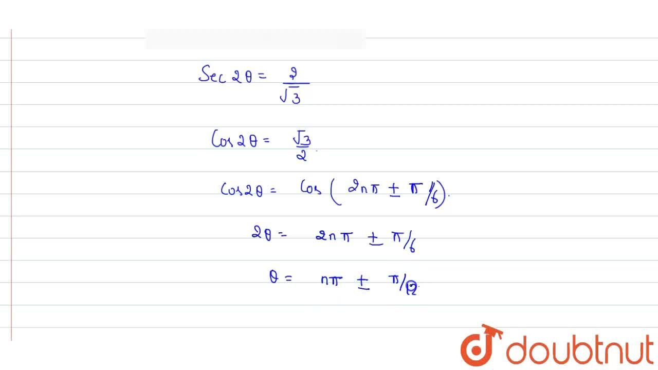 Solve Sec2theta 2 Sqrt 3