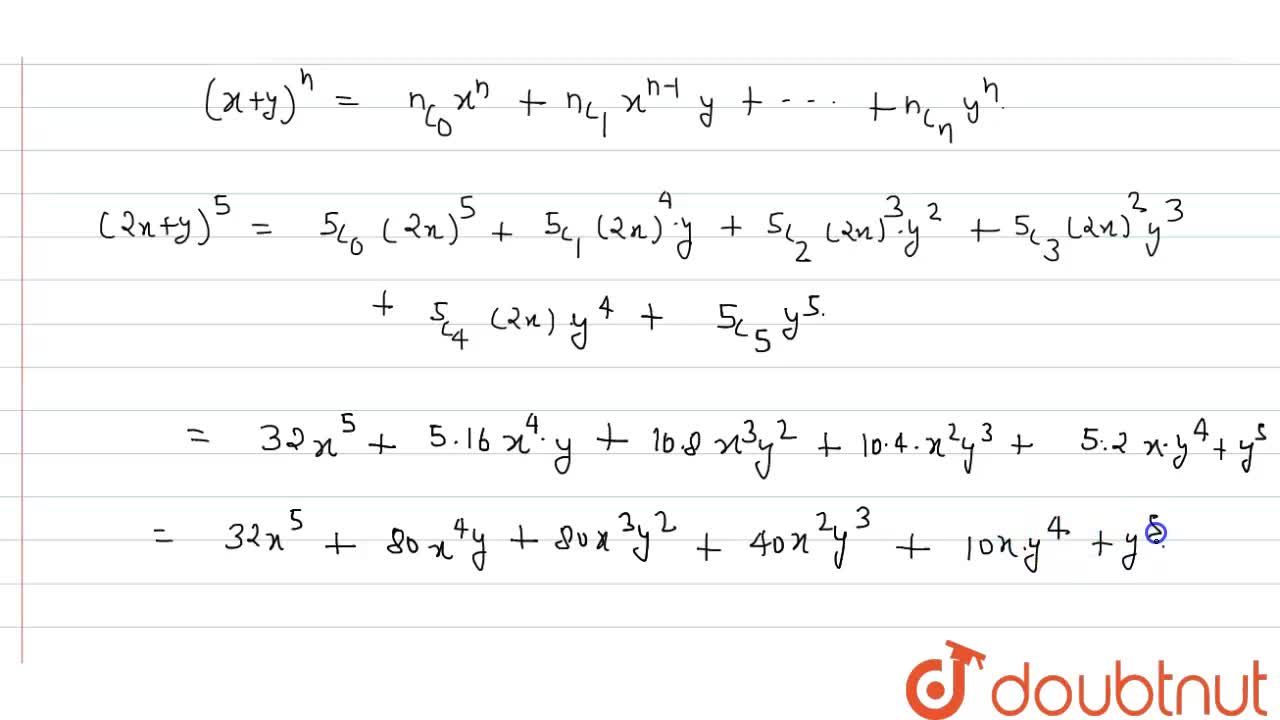 Expand 2x Y 5 With The Help Of Binomial Theorem