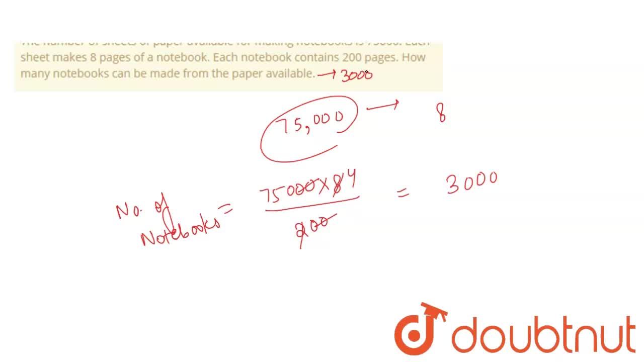 The number of sheets of paper available for making notebooks is 75