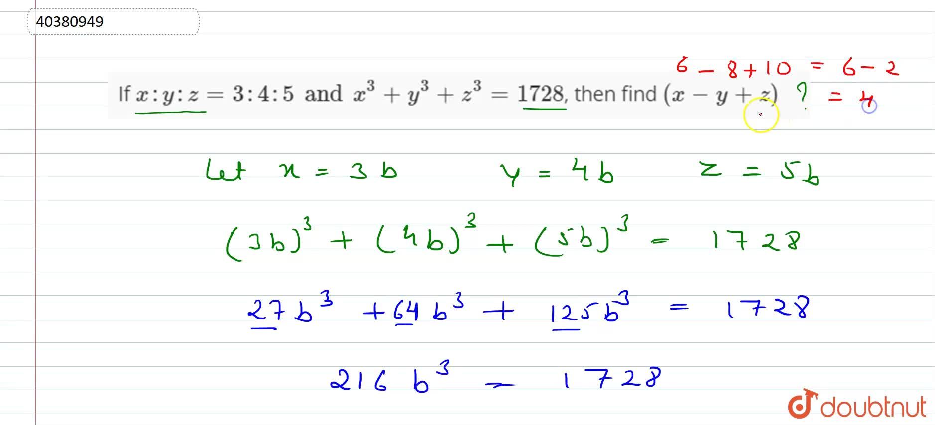 If X Y Z 3 3 5 And X 3 Y 3 Z 3 1728 Then Find X Y Z