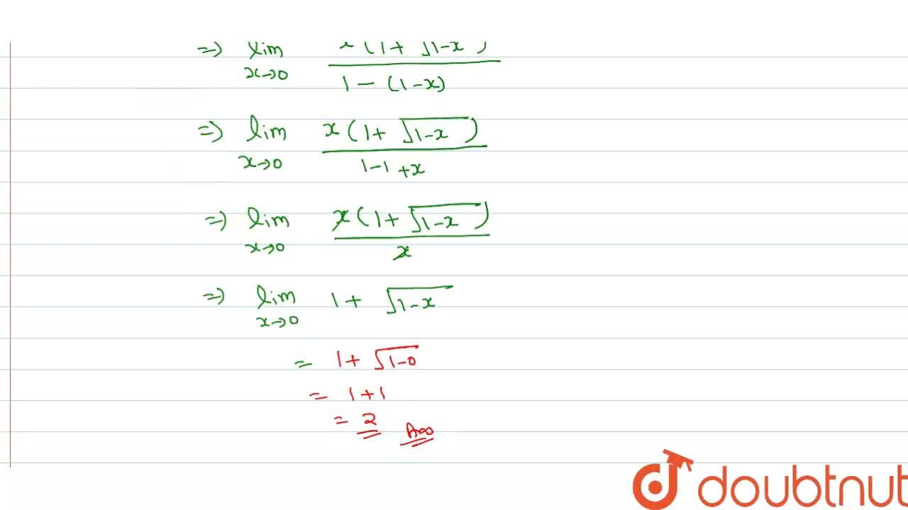 Evaluate Lim X Rarr 0 X 1 Sqrt 1 X