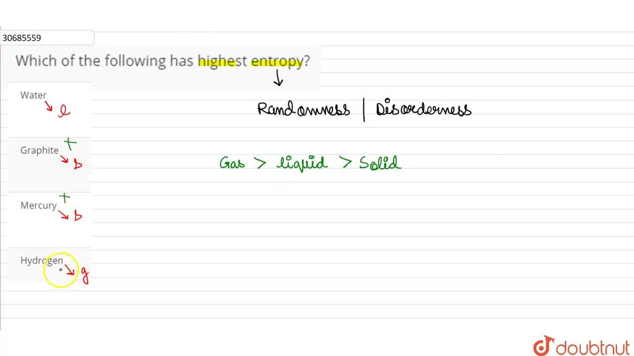 Which Of The Following Has Highest Entropy? Which Of The Following Has Highest Entropy?