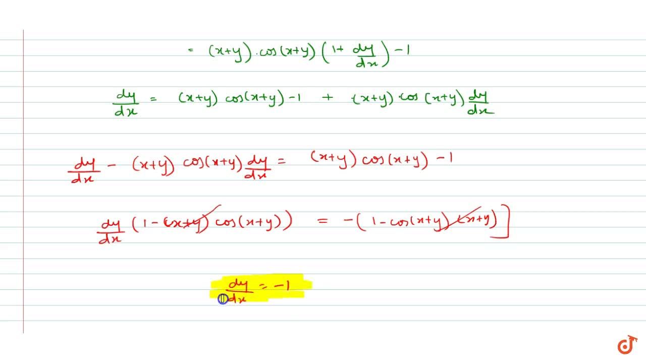 If Sin X Y Log X Y Then Dy Dx