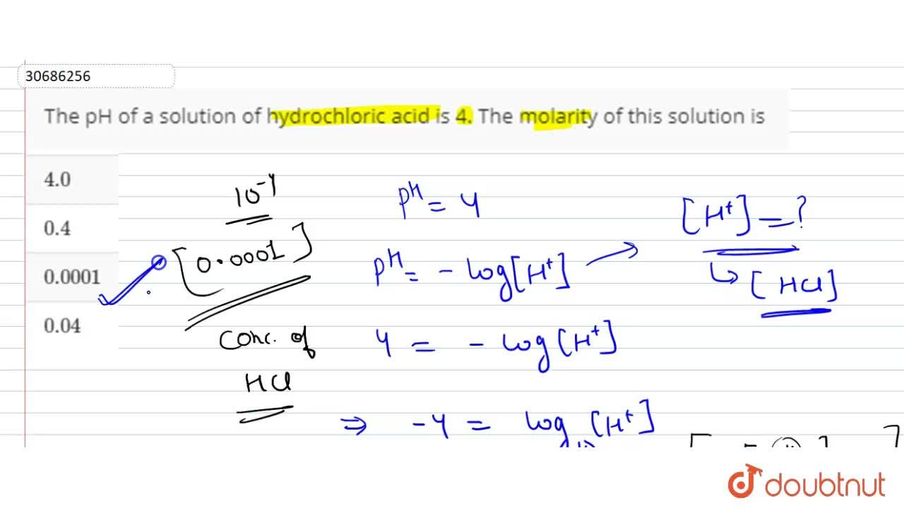 Of hydrochloric acid ph value The pH