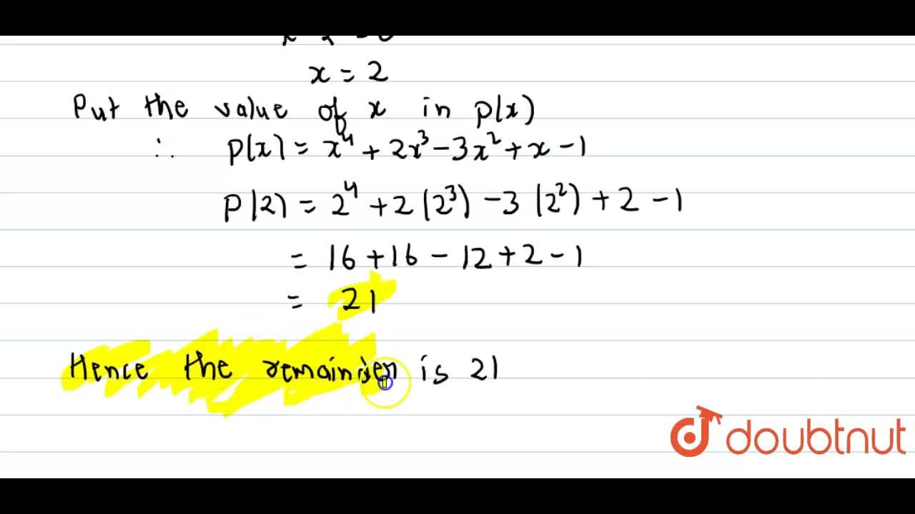 When P X X 4 2x 3 3x 2 X 1 Is Divided By X 2 The Remainder Is