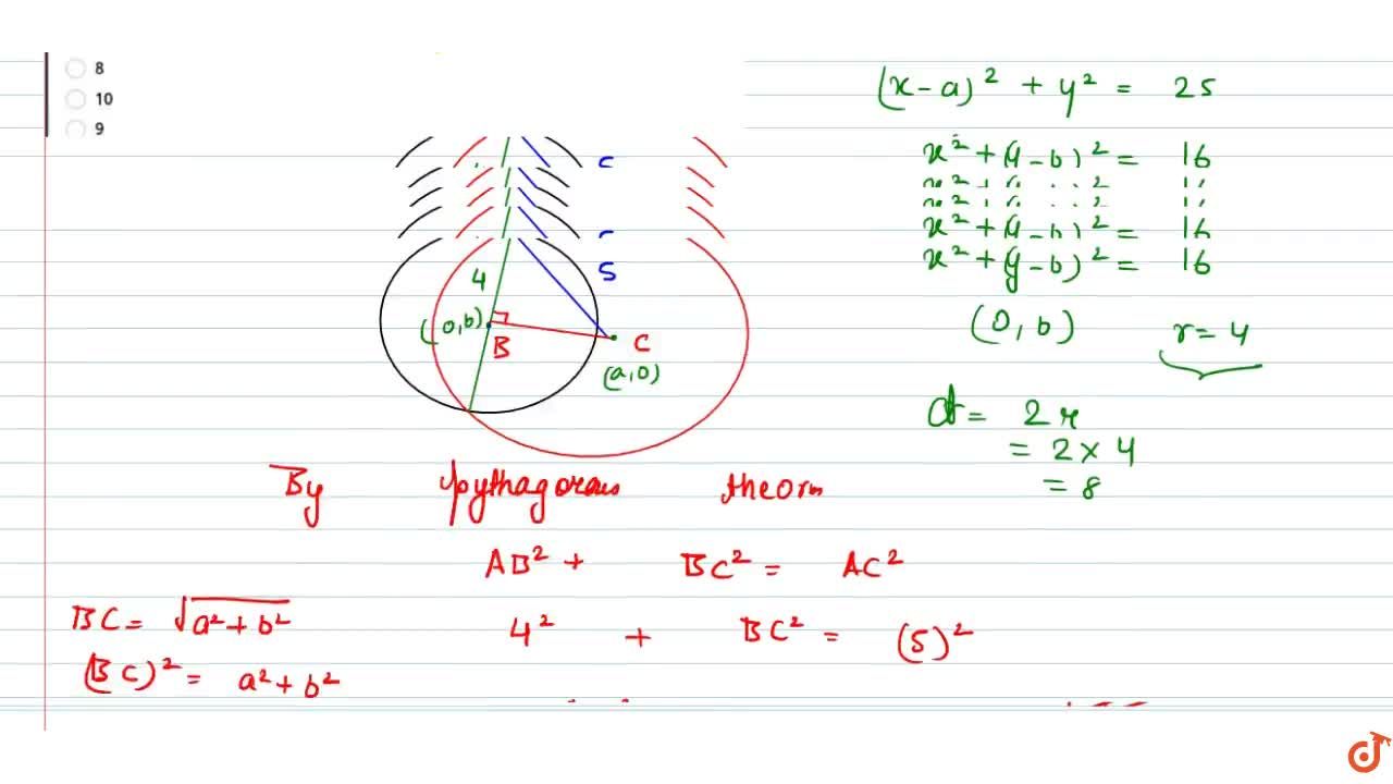 If The Circle X A 2 Y 2 25 Intersect The Circle X 2 Y B 2 16 In Such A Way That Common Chord Is Of Maximum Length Then Value Of A 2 B 2 Is