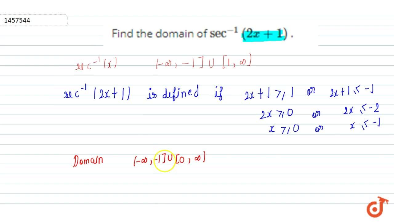 Find The Domain Of Sec 1 2x 1