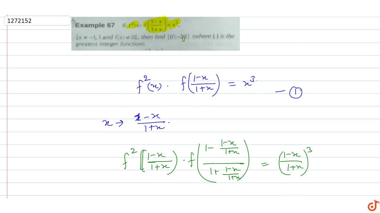 If F 2 X F 1 X 1 X X 3 X 1 1 And F X 0 Then Find F 2 Where Is The Greatest Integer Function