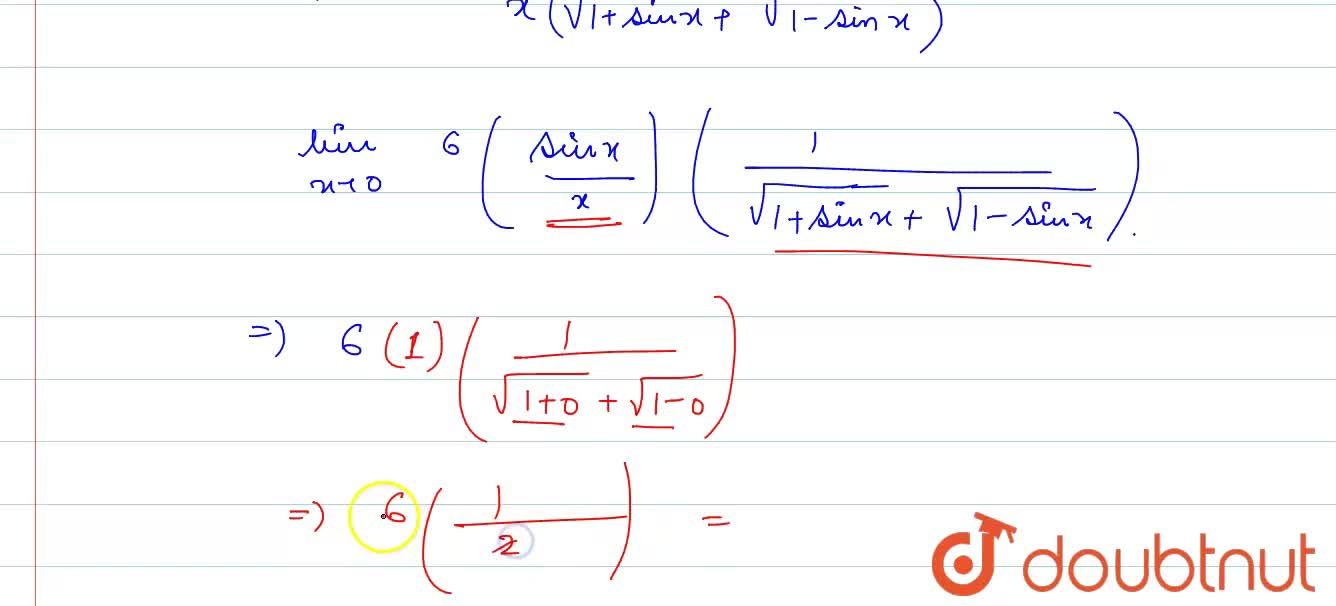 The Value Of Lim Xrarr0 3sqrt 1 Sinx 3sqrt 1 Sinx X Is