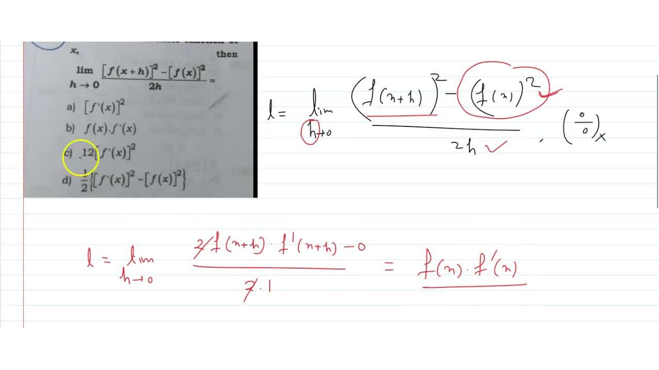 If F Is A Differentiable Function Of X Then Lim H 0 F X N 2 F X 2 2h