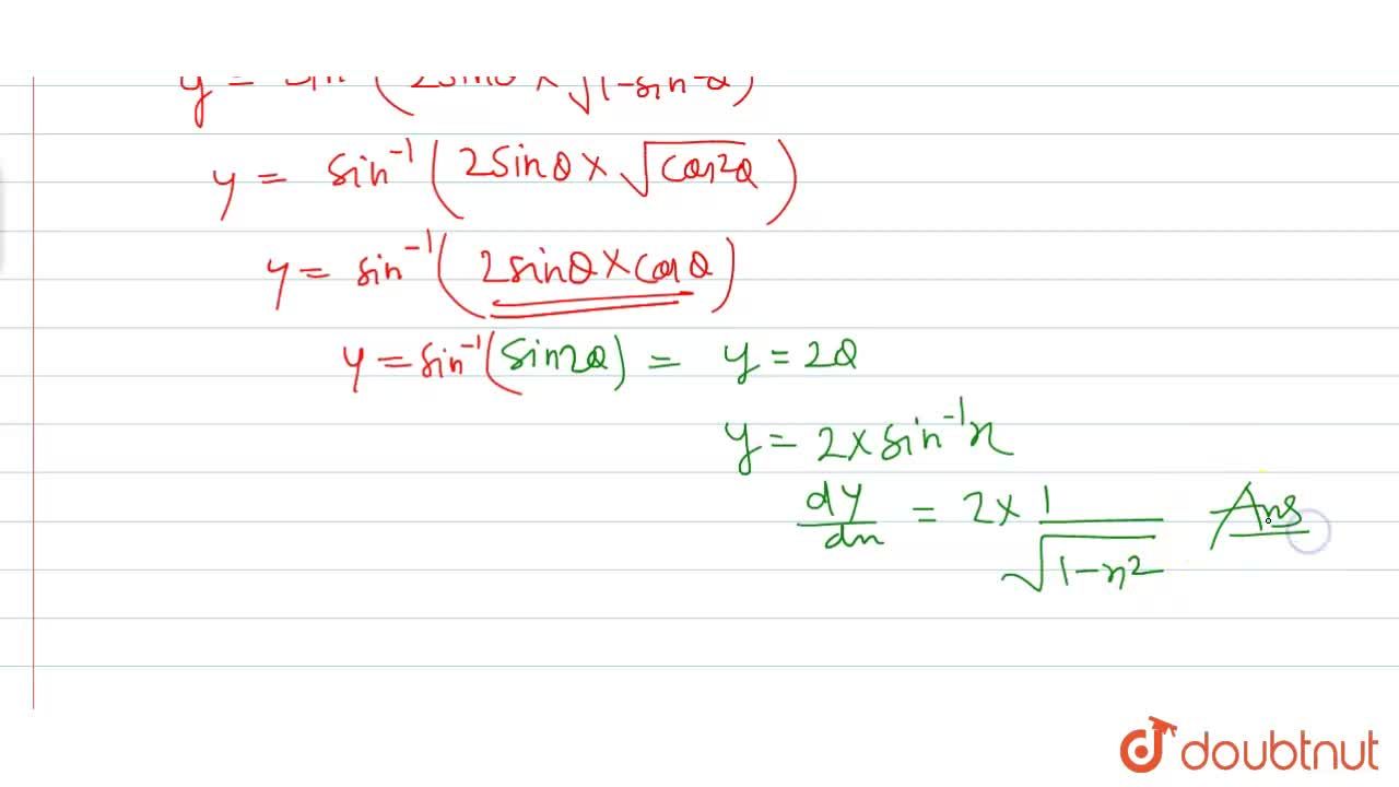 Find Dy Dx In The Following Y Sin 1 2xsqrt 1 X 2 1 Sqrt 2 Lt X Lt 1 Sqrt 2