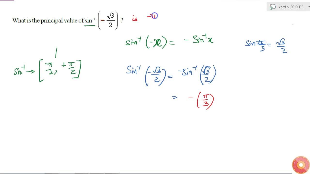 What Is The Principal Value Of Sin 1 Sqrt 3 2