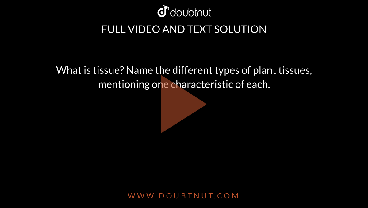 What is tissue? Name the different types of plant tissues, mentioning