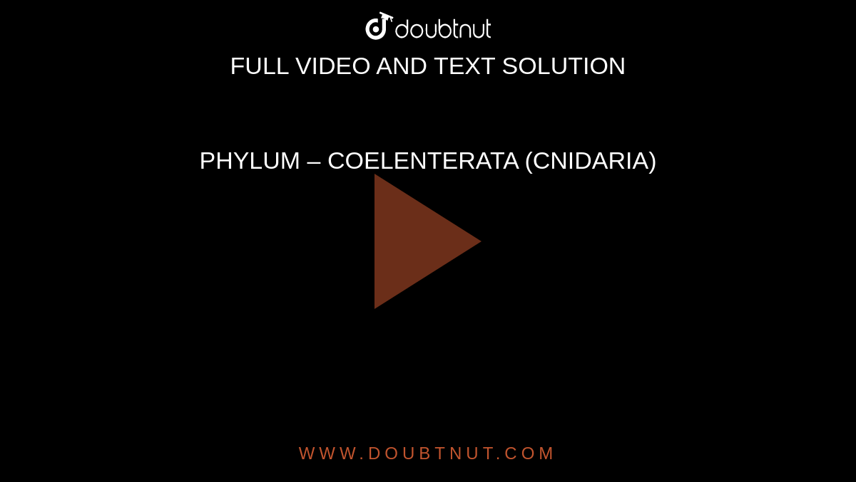 PHYLUM – COELENTERATA (CNIDARIA)