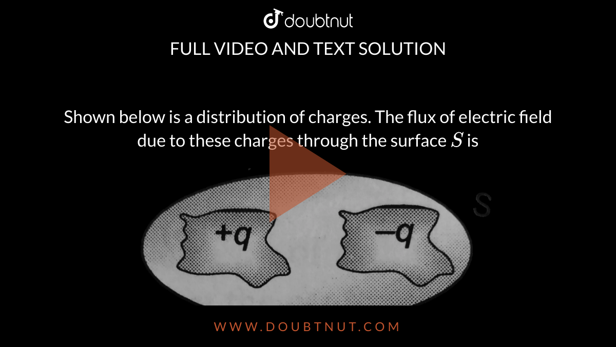 Shown below is a distribution of charges. The flux of electric field due to these charges through the surface `S` is  <br> <img src="https://d10lpgp6xz60nq.cloudfront.net/physics_images/BMS_OBJ_XII_C01_E01_274_Q01.png" width="80%">